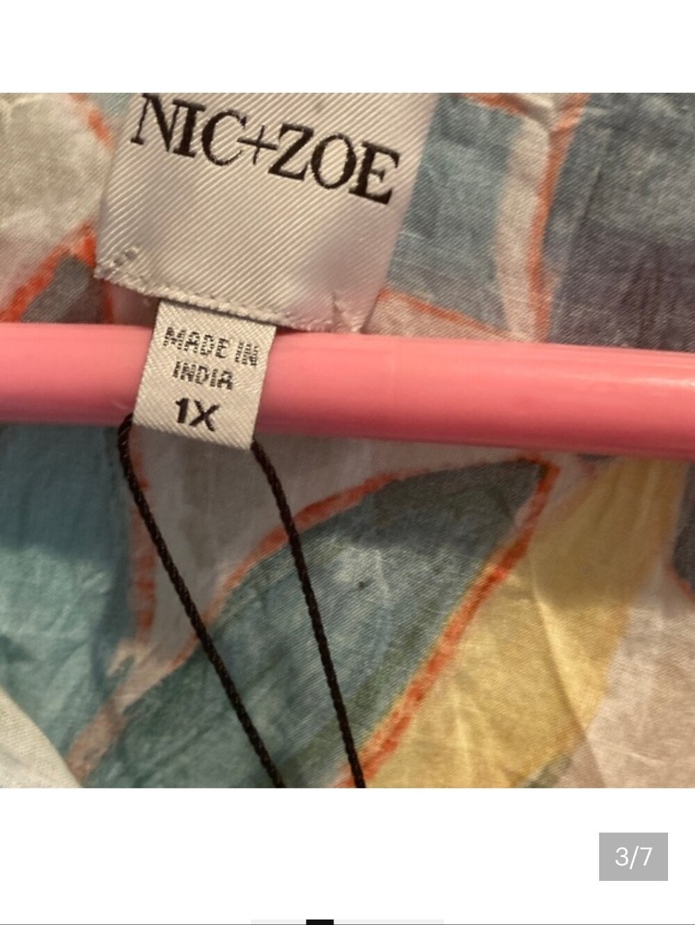 NWT Nic & Zoe Colorful Abstract Leaf Button-Front Tunic 1X - Picture 3 of 7